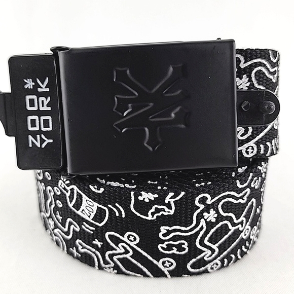 Zoo York Doodle Zoo Black White Cartoon Graphic Web Belt Adjustable Size L/XL - Picture 3 of 9